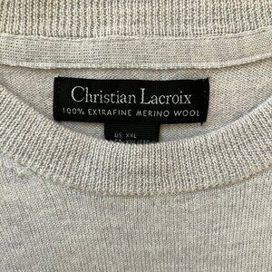 Christian Lacroix Extra Fine Merino Wool Sweater Men 2XL Gray Crewneck Luxe NWT